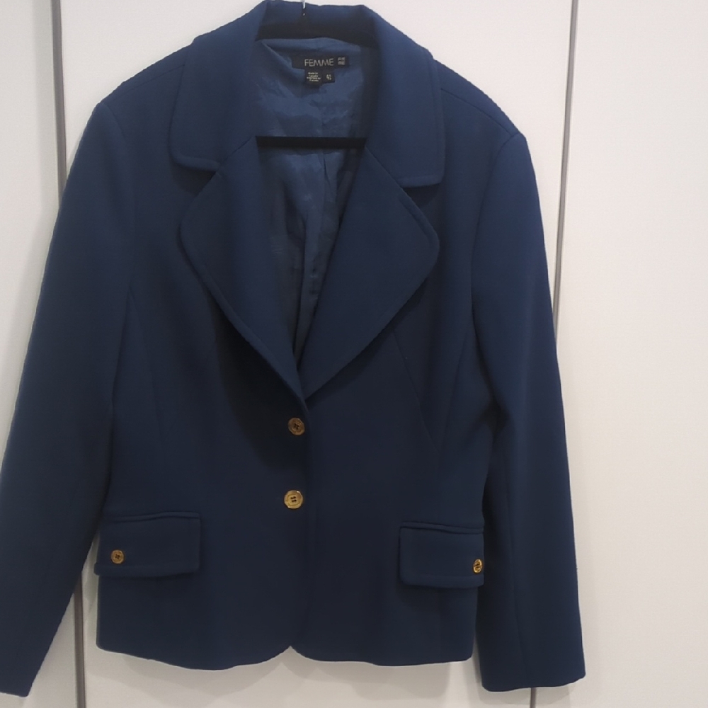 Women's Blue Blazer Gold Buttons D4 New